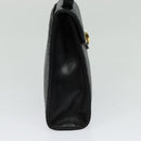 BALLY Quilted Hand Bag Leather Black Gold Auth BA3112-3