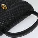 BALLY Quilted Hand Bag Leather Black Gold Auth BA3112-6