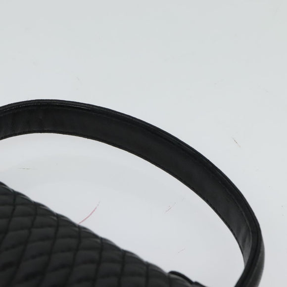 BALLY Quilted Hand Bag Leather Black Gold Auth BA3112