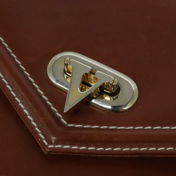 VALENTINO Hand Bag Leather 2way Brown Gold Auth BA3114