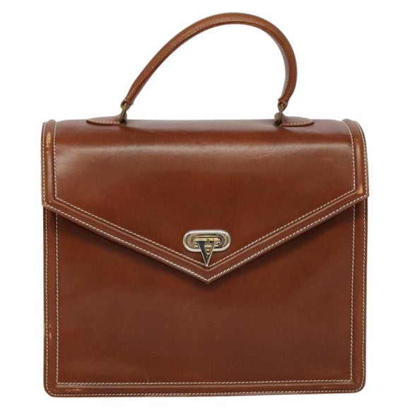VALENTINO Hand Bag Leather 2way Brown Gold Auth BA3114