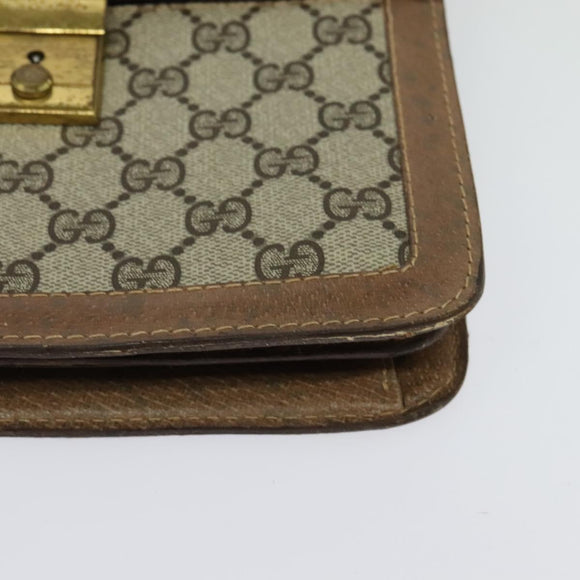 GUCCI GG Supreme Web Sherry Line Shoulder Bag PVC Beige Gold Auth BA3119