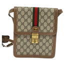 GUCCI GG Supreme Web Sherry Line Shoulder Bag PVC Beige Gold Auth BA3119-2