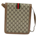 GUCCI GG Supreme Web Sherry Line Shoulder Bag PVC Beige Gold Auth BA3119-3