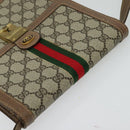GUCCI GG Supreme Web Sherry Line Shoulder Bag PVC Beige Gold Auth BA3119-6