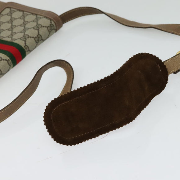 GUCCI GG Supreme Web Sherry Line Shoulder Bag PVC Beige Gold Auth BA3119