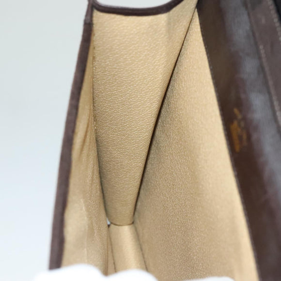 GUCCI GG Canvas Web Sherry Line Bag Suede Leather Dark Brown gold Auth BA3132