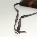 GUCCI GG Canvas Web Sherry Line Bag Suede Leather Dark Brown gold Auth BA3132-7