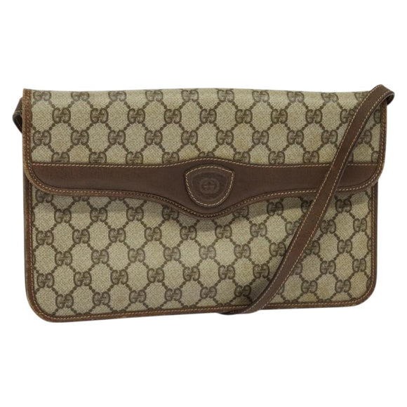 GUCCI GG Supreme Shoulder Bag PVC Beige Gold 004 904 0671 Auth BA3133