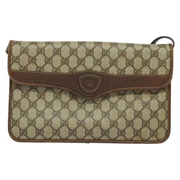 GUCCI GG Supreme Shoulder Bag PVC Beige Gold 004 904 0671 Auth BA3133