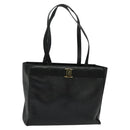 Salvatore Ferragamo Gancini Tote Bag Leather Black Gold Auth BA3136-1