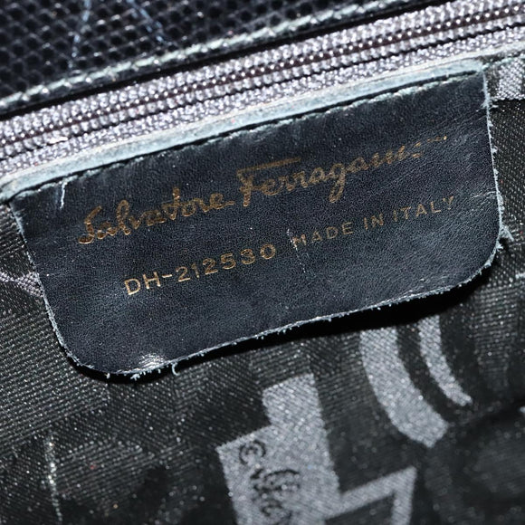 Salvatore Ferragamo Gancini Tote Bag Leather Black Gold Auth BA3136