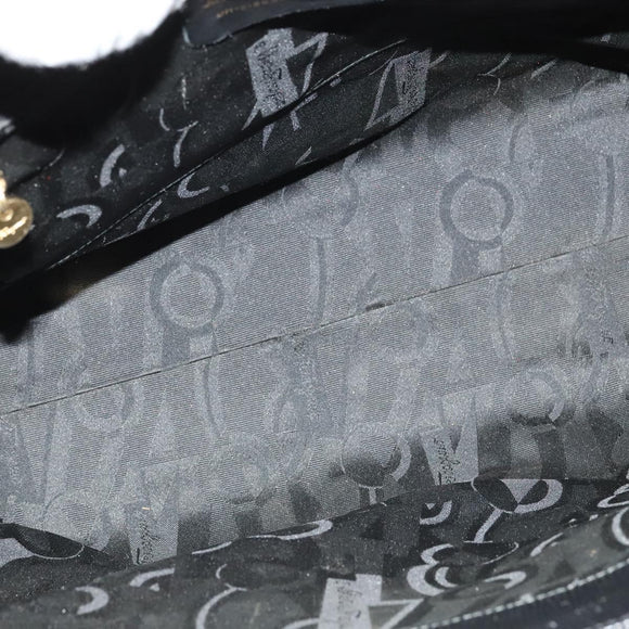 Salvatore Ferragamo Gancini Tote Bag Leather Black Gold Auth BA3136