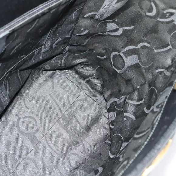 Salvatore Ferragamo Gancini Tote Bag Leather Black Gold Auth BA3136