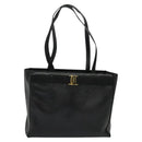Salvatore Ferragamo Gancini Tote Bag Leather Black Gold Auth BA3136-2