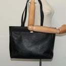 Salvatore Ferragamo Gancini Tote Bag Leather Black Gold Auth BA3136-20