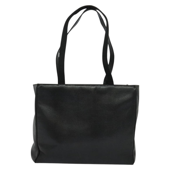 Salvatore Ferragamo Gancini Tote Bag Leather Black Gold Auth BA3136