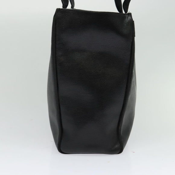 Salvatore Ferragamo Gancini Tote Bag Leather Black Gold Auth BA3136