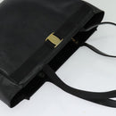 Salvatore Ferragamo Gancini Tote Bag Leather Black Gold Auth BA3136-6