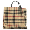 BURBERRY Nova Check Hand Bag Wool Beige Auth BA3138-1