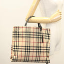 BURBERRY Nova Check Hand Bag Wool Beige Auth BA3138-21