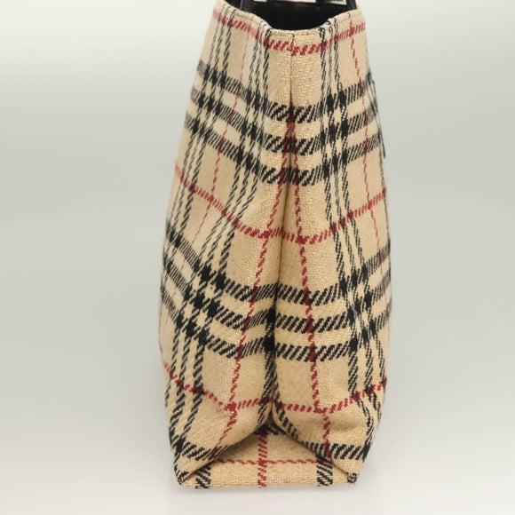 BURBERRY Nova Check Hand Bag Wool Beige Auth BA3138