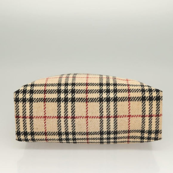 BURBERRY Nova Check Hand Bag Wool Beige Auth BA3138