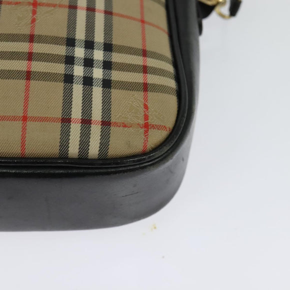 Burberrys Nova Check Shoulder Bag Canvas Beige Gold Auth BA3139