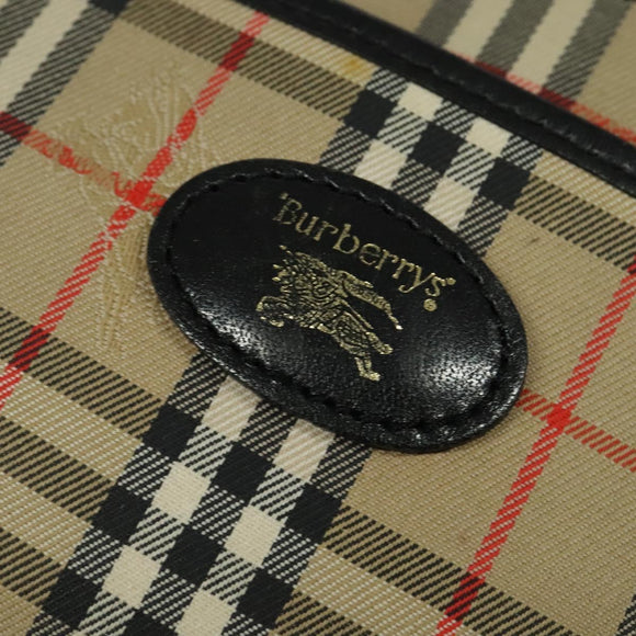 Burberrys Nova Check Shoulder Bag Canvas Beige Gold Auth BA3139