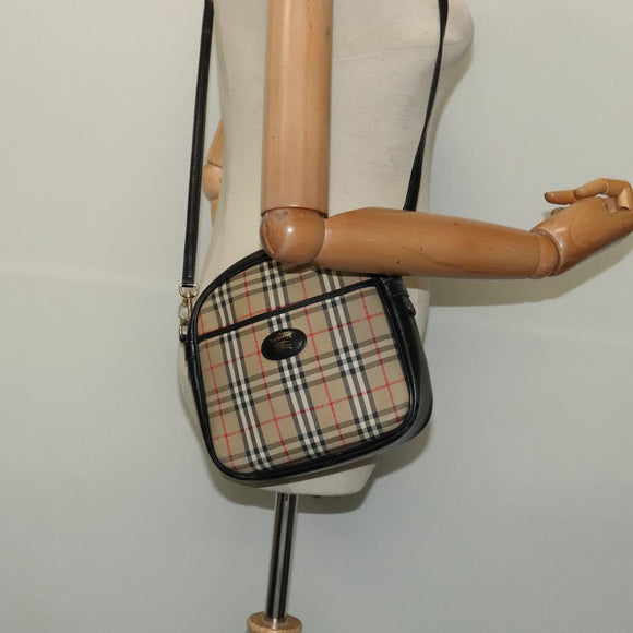 Burberrys Nova Check Shoulder Bag Canvas Beige Gold Auth BA3139