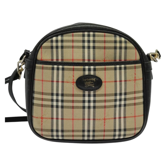 Burberrys Nova Check Shoulder Bag Canvas Beige Gold Auth BA3139