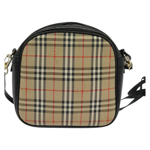 Burberrys Nova Check Shoulder Bag Canvas Beige Gold Auth BA3139