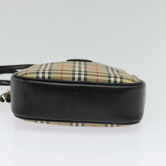 Burberrys Nova Check Shoulder Bag Canvas Beige Gold Auth BA3139