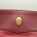 CARTIER Must Line Shoulder Bag Leather Bordeaux Gold Auth BA3142-14