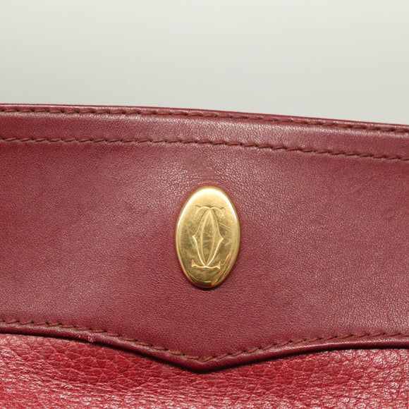CARTIER Must Line Shoulder Bag Leather Bordeaux Gold Auth BA3142