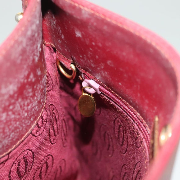 CARTIER Must Line Shoulder Bag Leather Bordeaux Gold Auth BA3142