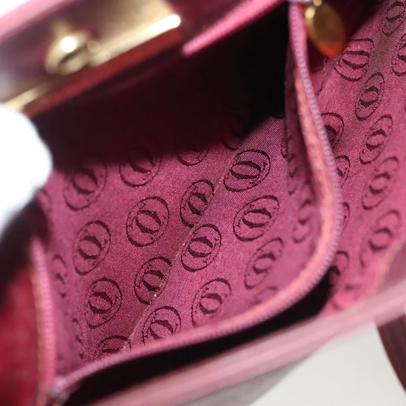 CARTIER Must Line Shoulder Bag Leather Bordeaux Gold Auth BA3142