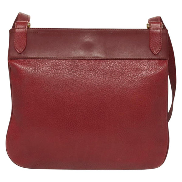 CARTIER Must Line Shoulder Bag Leather Bordeaux Gold Auth BA3142