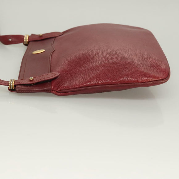 CARTIER Must Line Shoulder Bag Leather Bordeaux Gold Auth BA3142