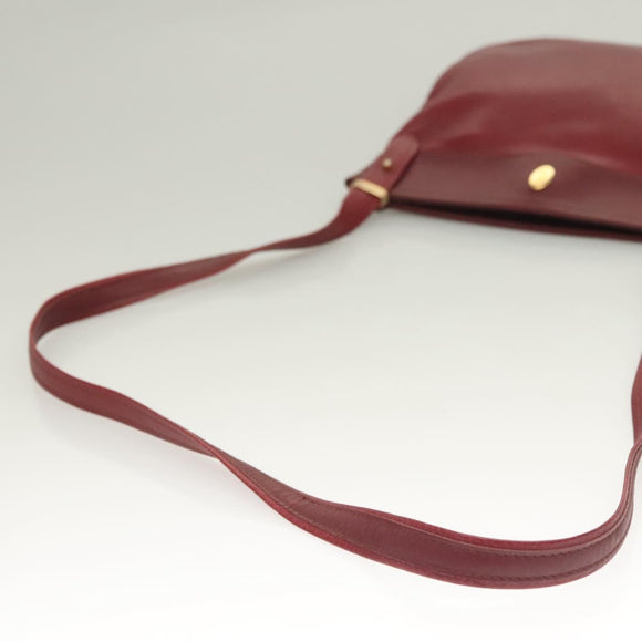 CARTIER Must Line Shoulder Bag Leather Bordeaux Gold Auth BA3142