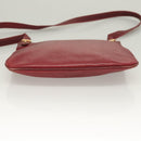 CARTIER Must Line Shoulder Bag Leather Bordeaux Gold Auth BA3142-9