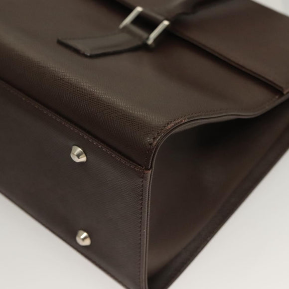 BURBERRY Hand Bag Leather Silver Brown Auth BA3148
