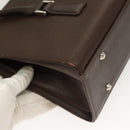 BURBERRY Hand Bag Leather Silver Brown Auth BA3148-12