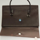 BURBERRY Hand Bag Leather Silver Brown Auth BA3148-15