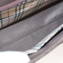 BURBERRY Hand Bag Leather Silver Brown Auth BA3148-17