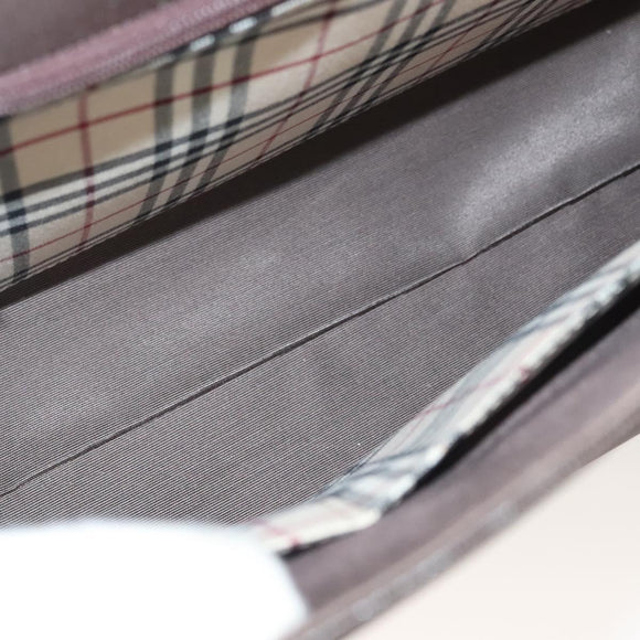 BURBERRY Hand Bag Leather Silver Brown Auth BA3148