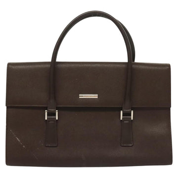 BURBERRY Hand Bag Leather Silver Brown Auth BA3148 - 0