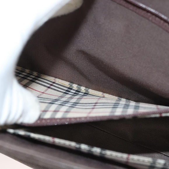 BURBERRY Hand Bag Leather Silver Brown Auth BA3148