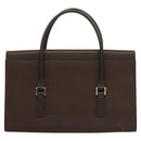 BURBERRY Hand Bag Leather Silver Brown Auth BA3148-2