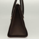 BURBERRY Hand Bag Leather Silver Brown Auth BA3148-5